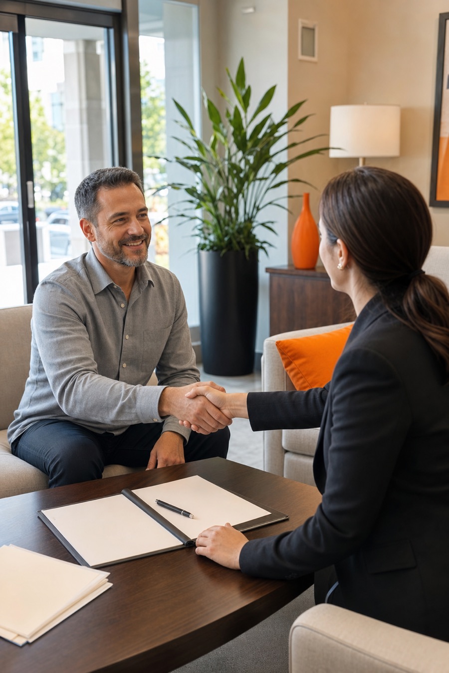 Small business owner meeting with a Dearborn business formation attorney